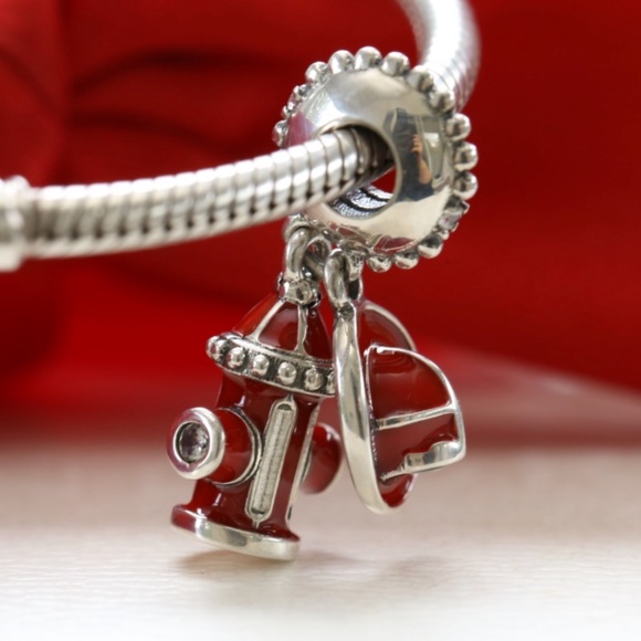 PANDORA Fire Hydrant & Helmet Dangle Charm 797632ENMX - Picture 3 of 4